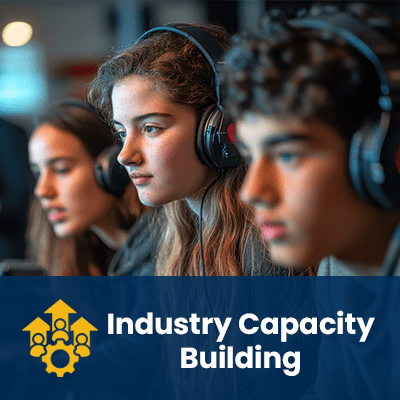 young people listening to headphones